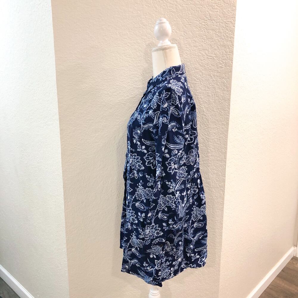 NWT Tommy Bahama Delft Floral Linen Blend Boyfriend Shirt - Picture 3 of 10